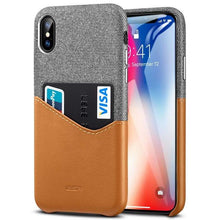 Load image into Gallery viewer, High Grade Leather with Soft Fabric Thin Light Card Slot Shockproof Case for Apple iPhone X