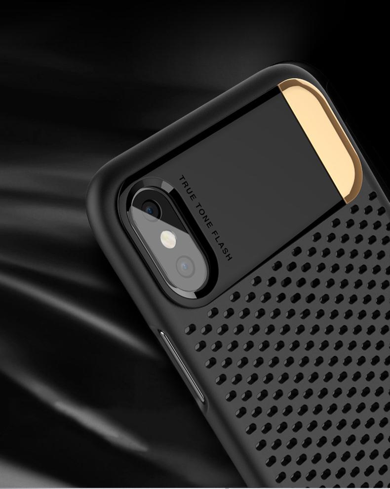 Honeycomb Hollow Heat Dissipation Plastic hard PC +Metal Stand Case For iPhone