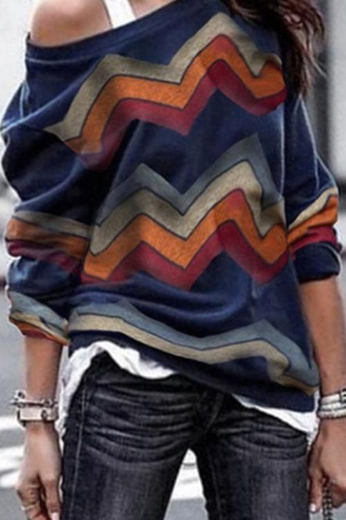 Zraus SIZESE Casual Wave Striped T-shirt