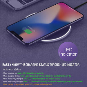 10W Wireless Charger , Qi Fast Wireless Charging Pad LED Breathing Light For iPhone X8 Samsung Note 8 S8 S7 S6 *47% OFF* - ColaPa - Discover Hot Mobile Accessories Online