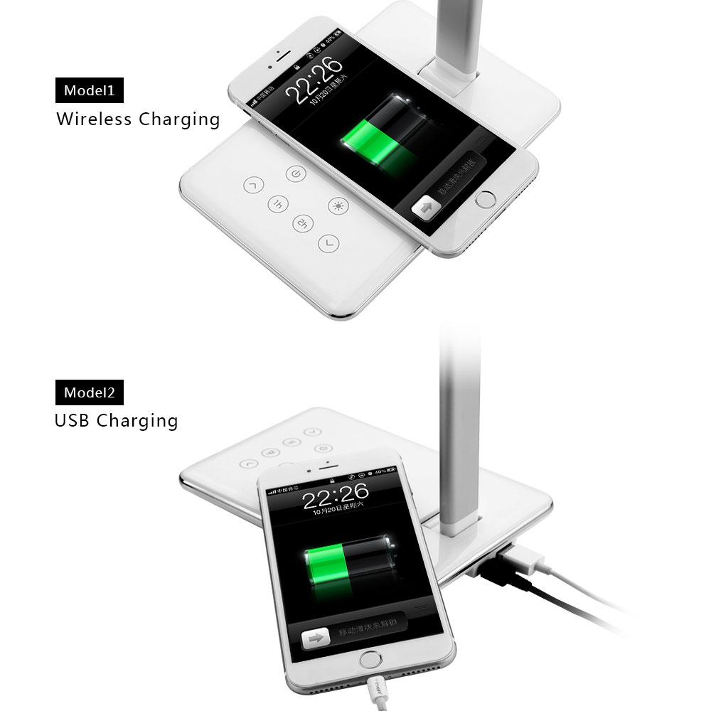 2in1 Wireless Charger Led Table Lamp For iPhone X/8 5W Dimmable Touch Sensor Desk Lamp USB Charging Bureau Office Reading Lights