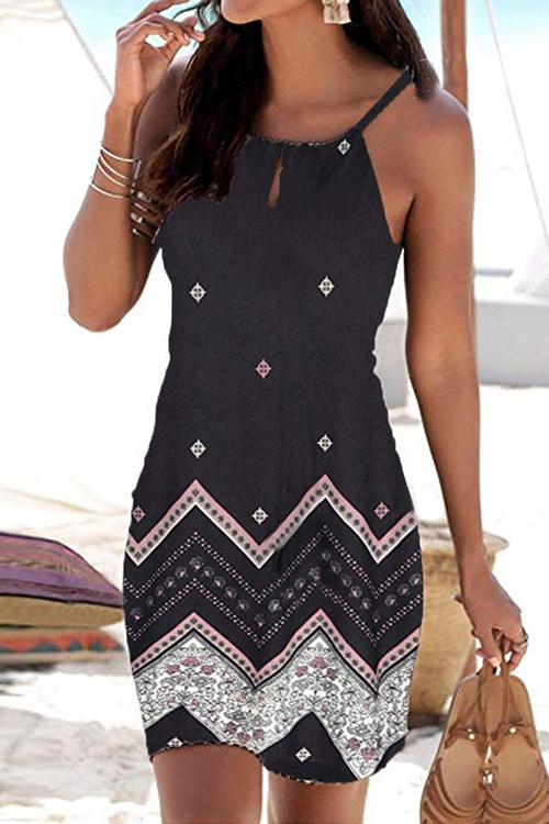 Zraus Printed Sling Sleeveless Dress