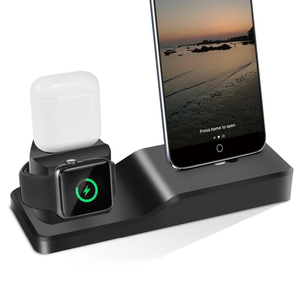 3-in-1 silicone charging stand base for iPhone Airpods Watch