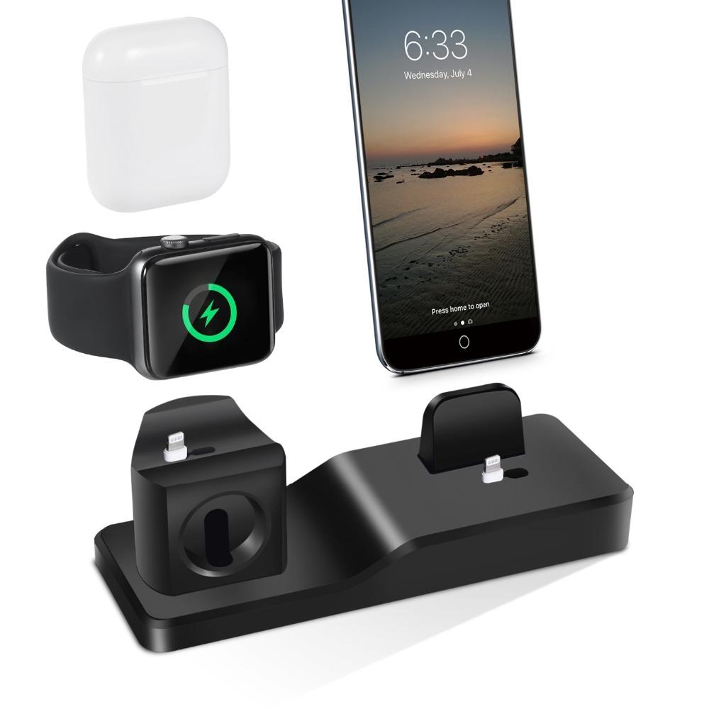 3-in-1 silicone charging stand base for iPhone Airpods Watch