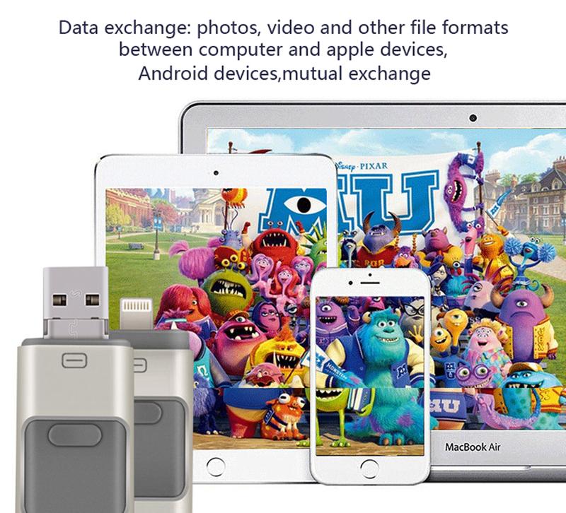 16GB 32GB 64GB 128GB 3-in-1 high-speed USB flash drive for iPhone Android
