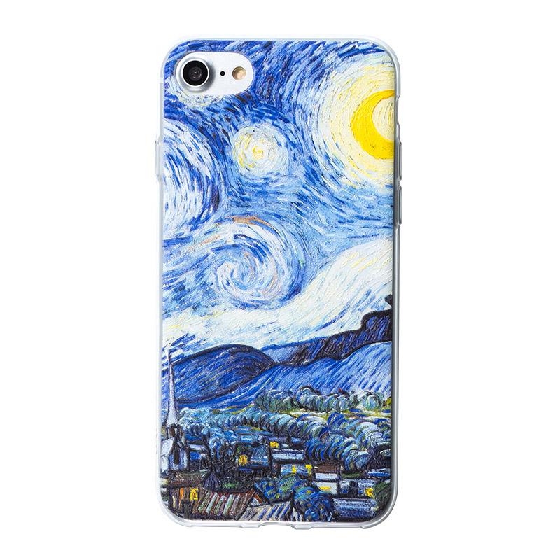 Relief Phone Case for iPhone 6s 6 Plus Case Emboss Artistic Van Gogh Starry Night Soft for iPhone X iPhone 8 7 Plus Case