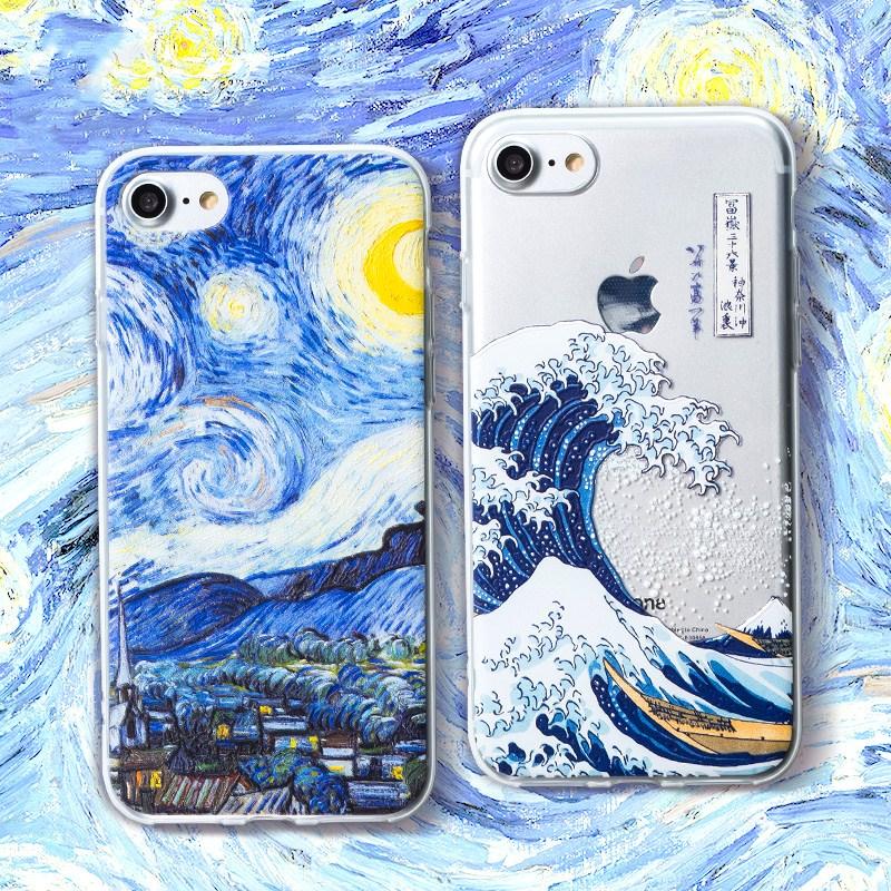 Relief Phone Case for iPhone 6s 6 Plus Case Emboss Artistic Van Gogh Starry Night Soft for iPhone X iPhone 8 7 Plus Case