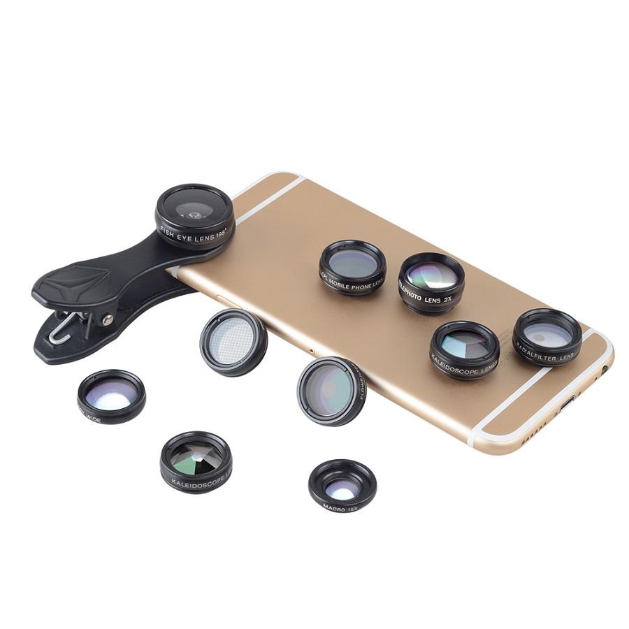 Phone Lens Fisheye + Wide Angle + Macro +2X telescope +CPL Filter Kaleidoscope Camera Lens for ALL Smartphone 10 in 1 Kit