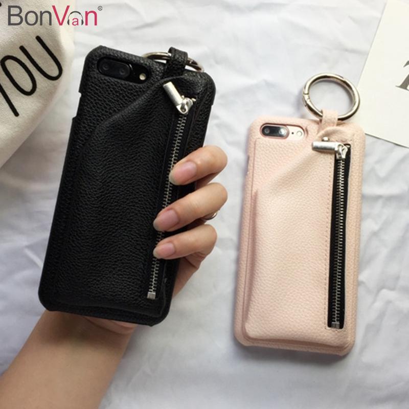 Leather Luxury Zipper Handbag Wallet Phone Cases For iPhone