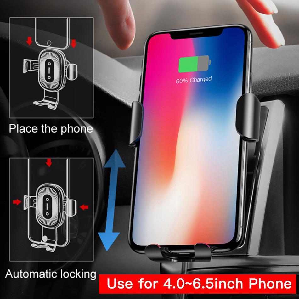 Car Mount Qi Wireless Charger For iPhone X 8 Plus Quick Charge Fast Wireless Charging Car Holder Stand For Samsung S9 S8