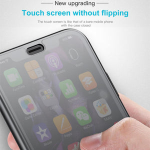 Flip Phone Case For iPhone X Touchable Tempered Glass Cover + TPU Soft Back Shell Case For iPhone