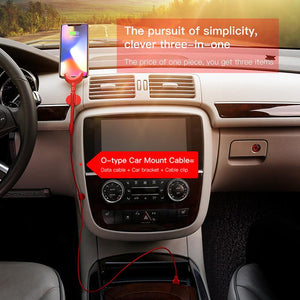 USB Cable With Car Phone Holder For iPhone 360 Degree GPS Phone Stand Car Mount Bracket Cable 2.1A Fast Charging Cable