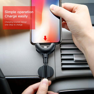 USB Cable With Car Phone Holder For iPhone 360 Degree GPS Phone Stand Car Mount Bracket Cable 2.1A Fast Charging Cable