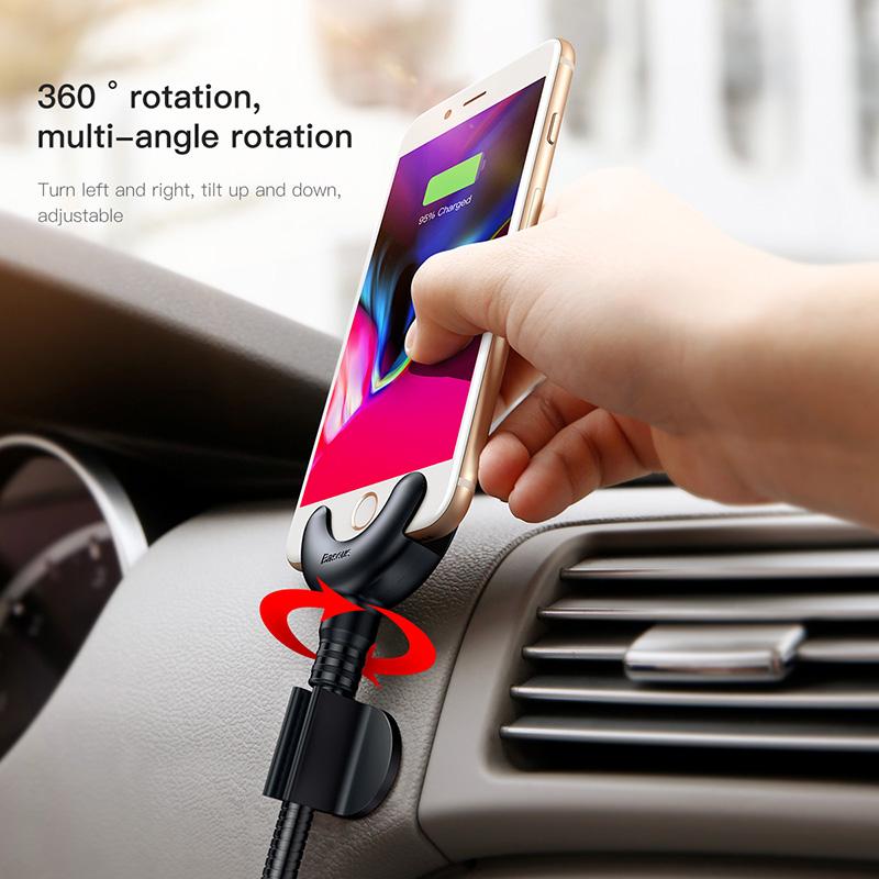 USB Cable With Car Phone Holder For iPhone 360 Degree GPS Phone Stand Car Mount Bracket Cable 2.1A Fast Charging Cable