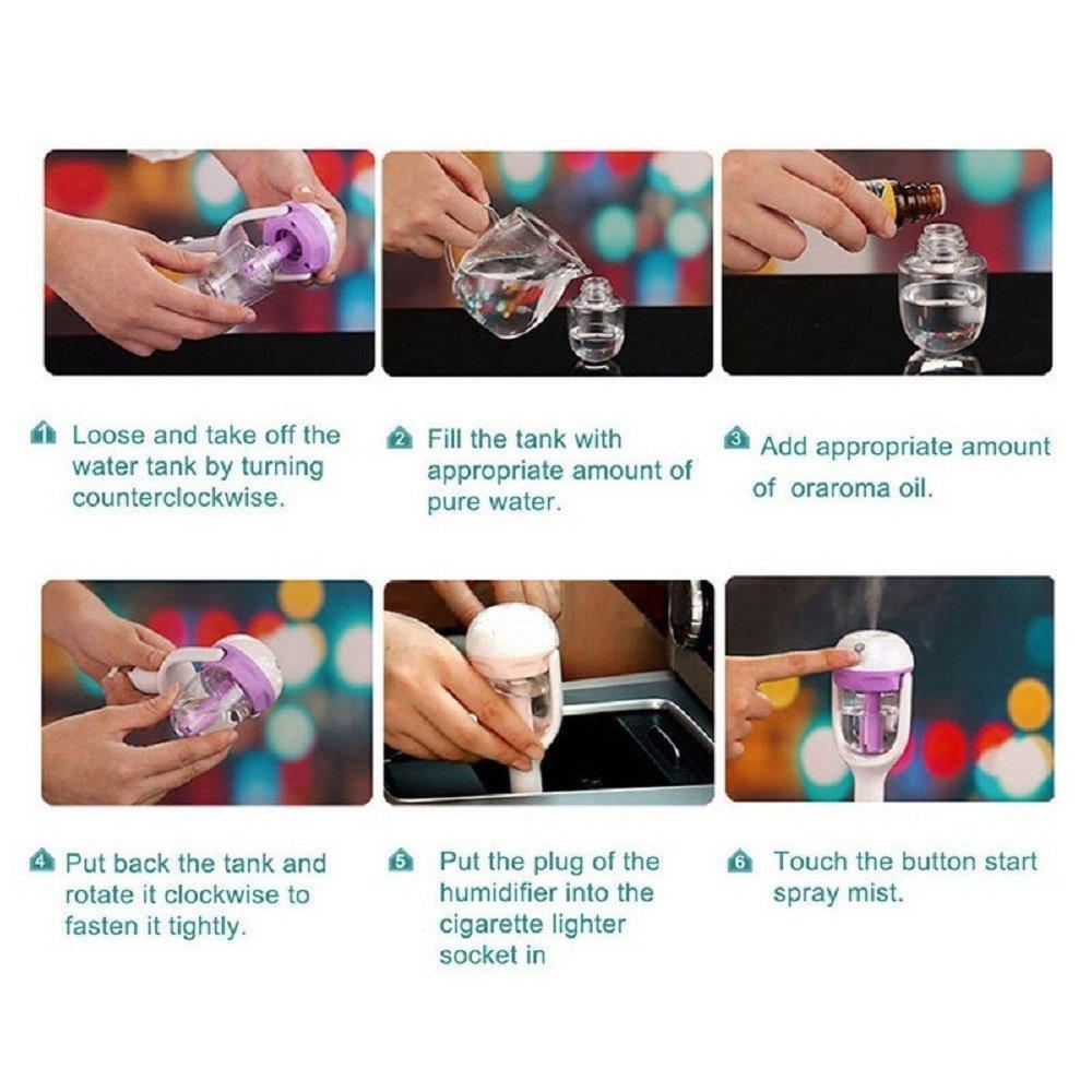 Car charger Freshener Mini Air Humidifier Diffuser Essential Oil Ultrasonic Aroma Mist Purifier