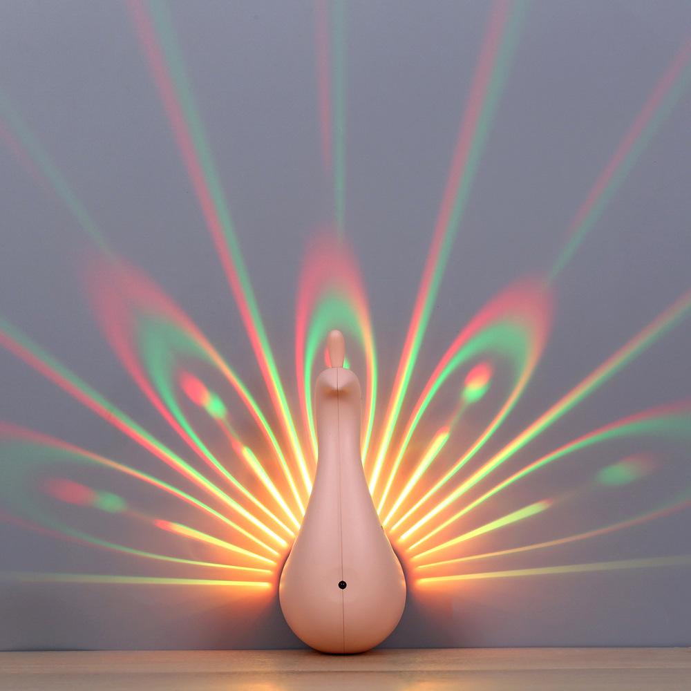 Creative Led Peacock Light Wall Lamp Remote-controlled For Bedroom Bedside Background Channel Staircase Decor Romantic Home