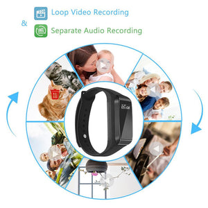Video Recording Adjustable Wristband Smart Bracelet HD 1080P Mini DVR Wearable Camera with Steps Tracking