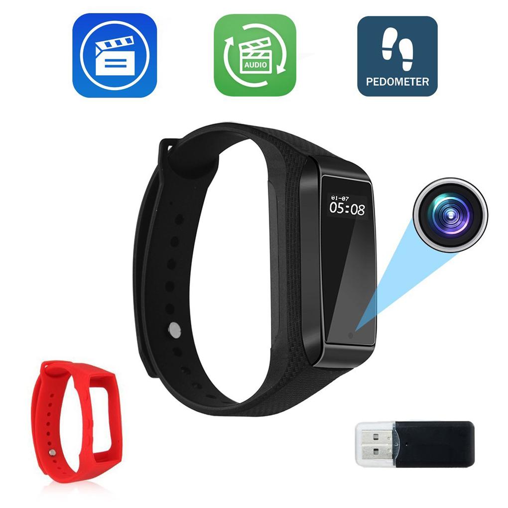 Video Recording Adjustable Wristband Smart Bracelet HD 1080P Mini DVR Wearable Camera with Steps Tracking