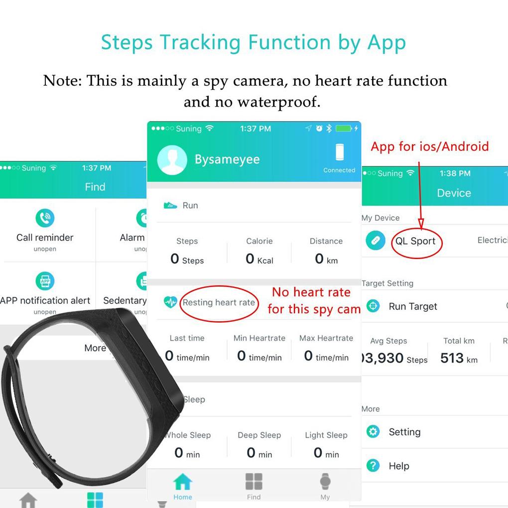 Video Recording Adjustable Wristband Smart Bracelet HD 1080P Mini DVR Wearable Camera with Steps Tracking