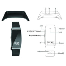 Load image into Gallery viewer, Video Recording Adjustable Wristband Smart Bracelet HD 1080P Mini DVR Wearable Camera with Steps Tracking