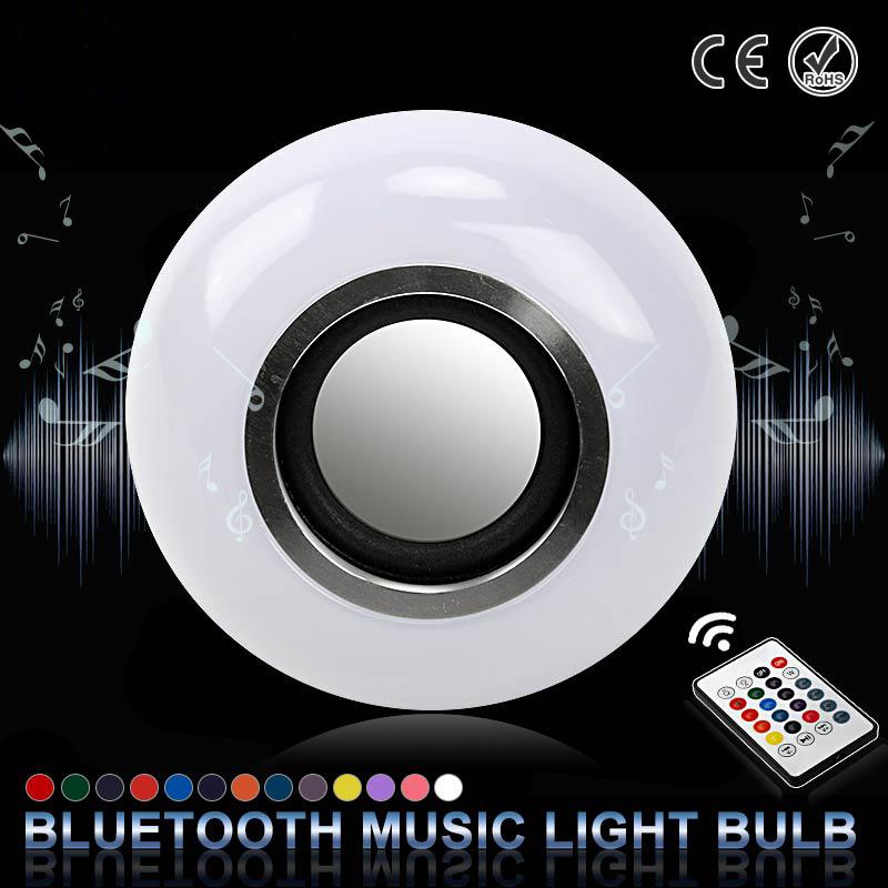 Smart Wireless Bluetooth Speaker Music Playing LED RGB Music Bulb Colorful Dimmable 12W LED Bulb Lampada For Holiday Light