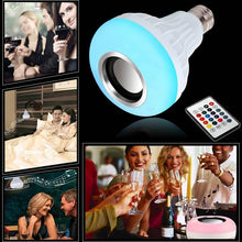 Load image into Gallery viewer, Smart Wireless Bluetooth Speaker Music Playing LED RGB Music Bulb Colorful Dimmable 12W LED Bulb Lampada For Holiday Light
