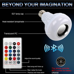 Smart Wireless Bluetooth Speaker Music Playing LED RGB Music Bulb Colorful Dimmable 12W LED Bulb Lampada For Holiday Light