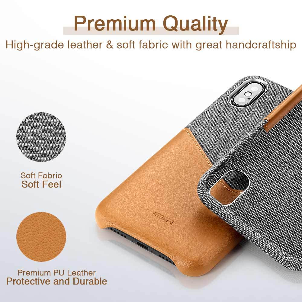 High Grade Leather with Soft Fabric Thin Light Card Slot Shockproof Case for Apple iPhone X