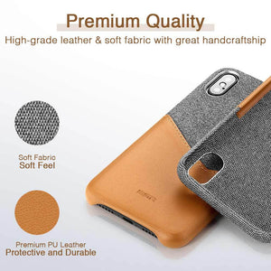 High Grade Leather with Soft Fabric Thin Light Card Slot Shockproof Case for Apple iPhone X