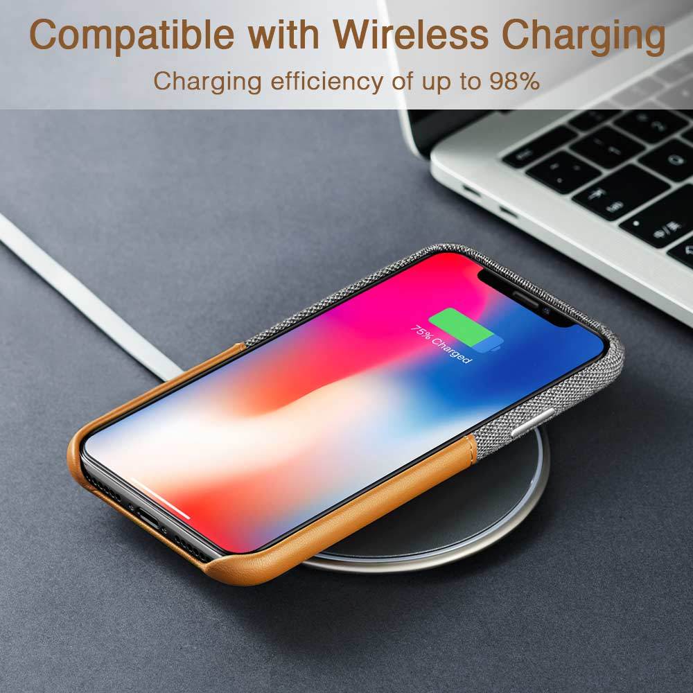High Grade Leather with Soft Fabric Thin Light Card Slot Shockproof Case for Apple iPhone X