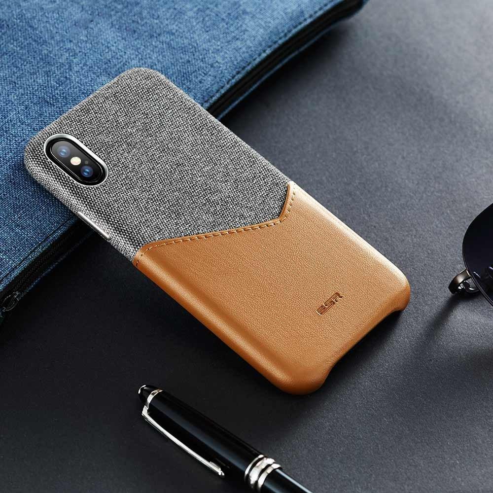 High Grade Leather with Soft Fabric Thin Light Card Slot Shockproof Case for Apple iPhone X