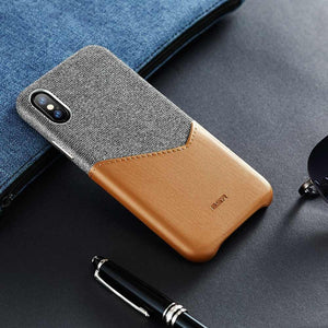 High Grade Leather with Soft Fabric Thin Light Card Slot Shockproof Case for Apple iPhone X