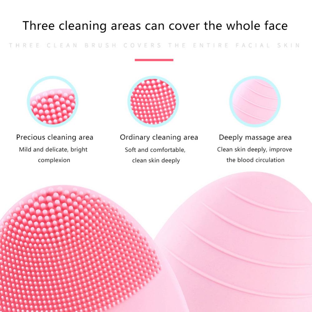 Facial Cleansing Brush Sonic Vibration Face Cleaner Silicone Waterproof Deep Pore Cleaning Electric Face Cleanser Massage Brush