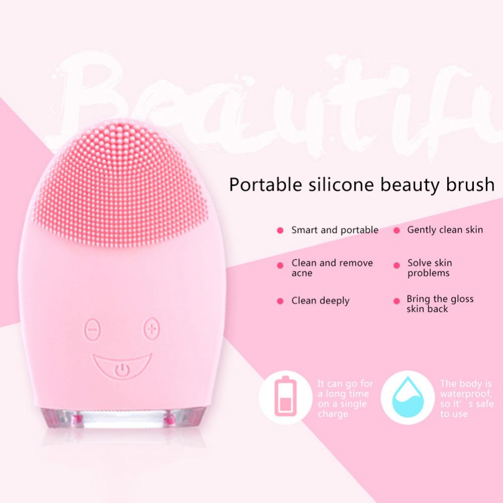 Facial Cleansing Brush Sonic Vibration Face Cleaner Silicone Waterproof Deep Pore Cleaning Electric Face Cleanser Massage Brush