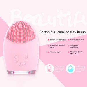 Facial Cleansing Brush Sonic Vibration Face Cleaner Silicone Waterproof Deep Pore Cleaning Electric Face Cleanser Massage Brush