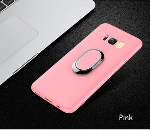 Car Holder Stand Magnetic Suction Bracket Finger Ring TPU Case For Samsung
