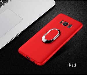 Car Holder Stand Magnetic Suction Bracket Finger Ring TPU Case For Samsung
