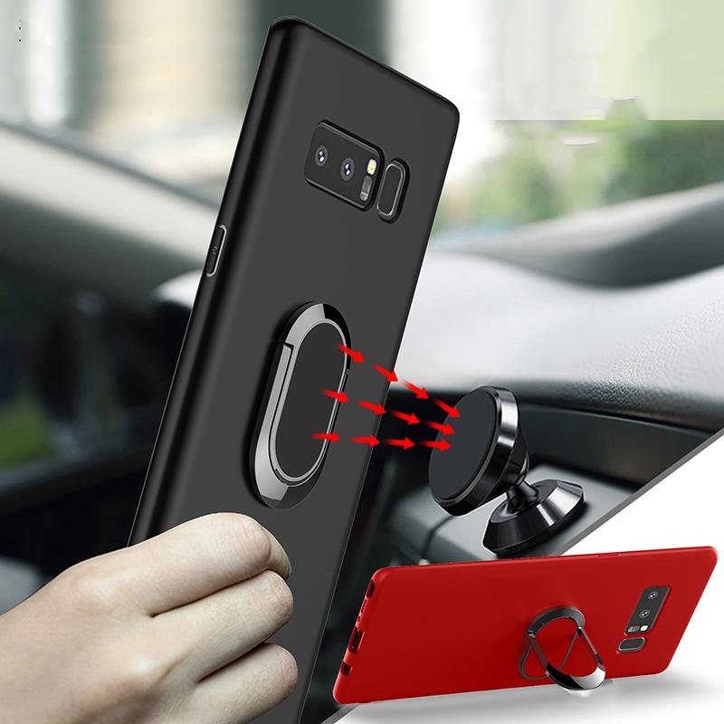 Car Holder Stand Magnetic Suction Bracket Finger Ring TPU Case For Samsung
