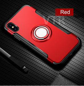 Luxury Shockproof Metal Ring Phone case Matte hard + silicone Soft cover