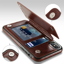Load image into Gallery viewer, Retro PU Leather Case For iPhone X 6 6s 7 8 Plus Multi Card Holders Case Cover For iPhone 8 7 6 6s Plus X Phone Shells