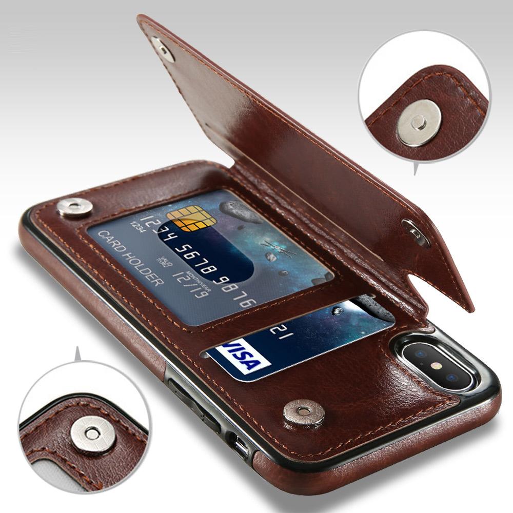 Retro PU Leather Case For iPhone X 6 6s 7 8 Plus Multi Card Holders Case Cover For iPhone 8 7 6 6s Plus X Phone Shells
