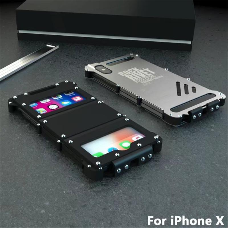 Luxury Doom Armor Shock Drop proof  Stainless steel metal flip case for iphone