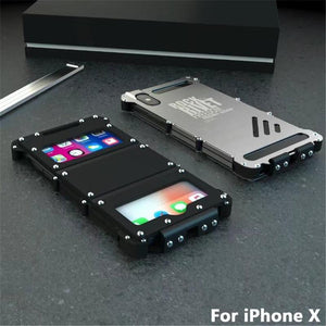 Luxury Doom Armor Shock Drop proof  Stainless steel metal flip case for iphone