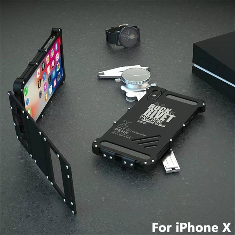 Luxury Doom Armor Shock Drop proof  Stainless steel metal flip case for iphone