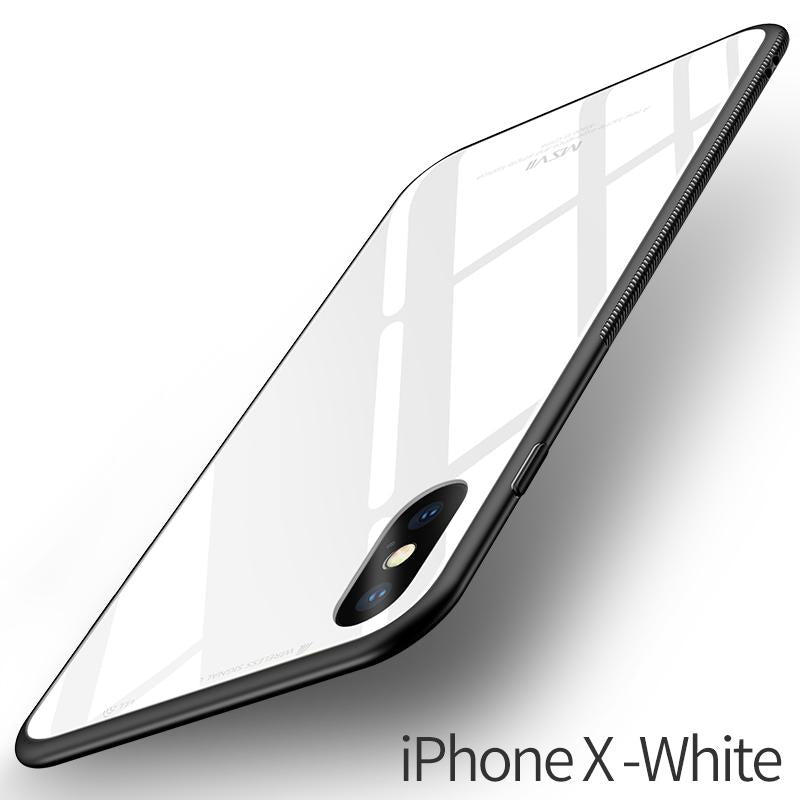 Luxury Soft TPU+Rigid Glass PC Back Cove Case For iPhone 8 Plus 7 Plus 10