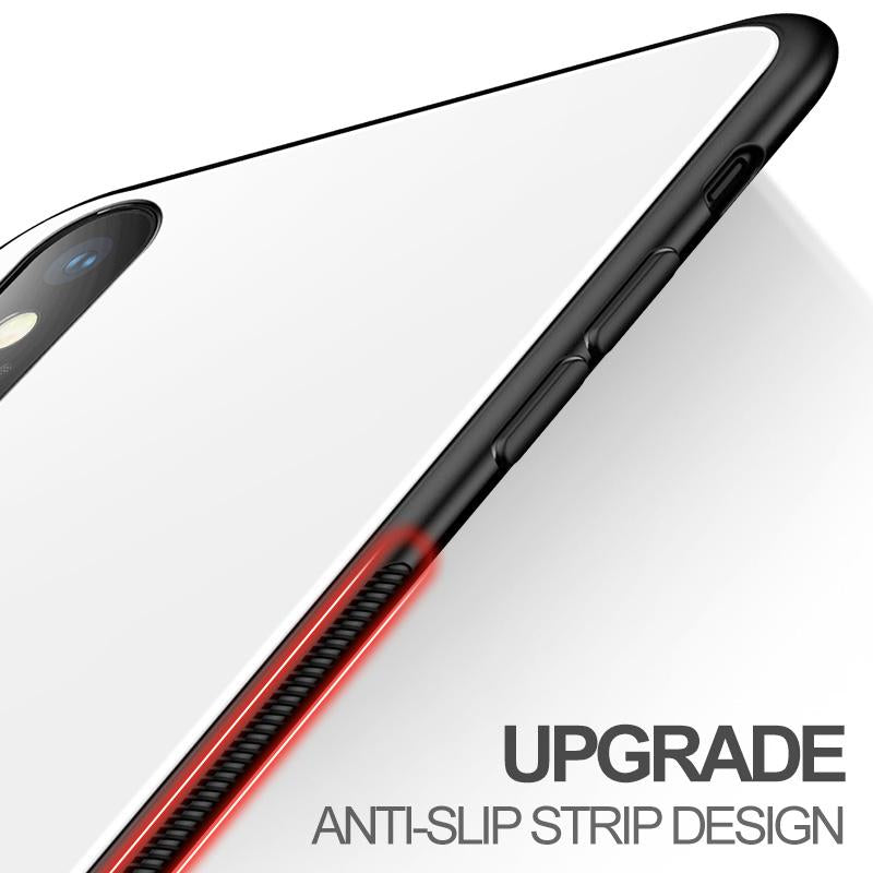 Luxury Soft TPU+Rigid Glass PC Back Cove Case For iPhone 8 Plus 7 Plus 10