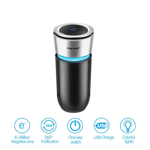 Car Ozone Ionic Air Purifier Air Cleaner Remove Smoke Odor Bacteria Mini Ozone Purifier Function with Car Phone Charge