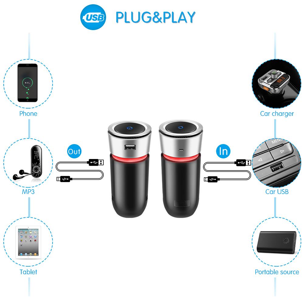 Car Ozone Ionic Air Purifier Air Cleaner Remove Smoke Odor Bacteria Mini Ozone Purifier Function with Car Phone Charge