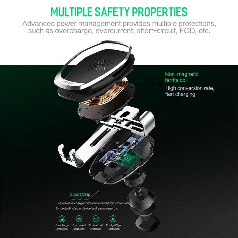 QI Wireless Charger Gravity Car Holder 10W, for iPhone X 8 Plus Samsung Galaxy S8 Note 8 Quick Charge Fast Charging Pad