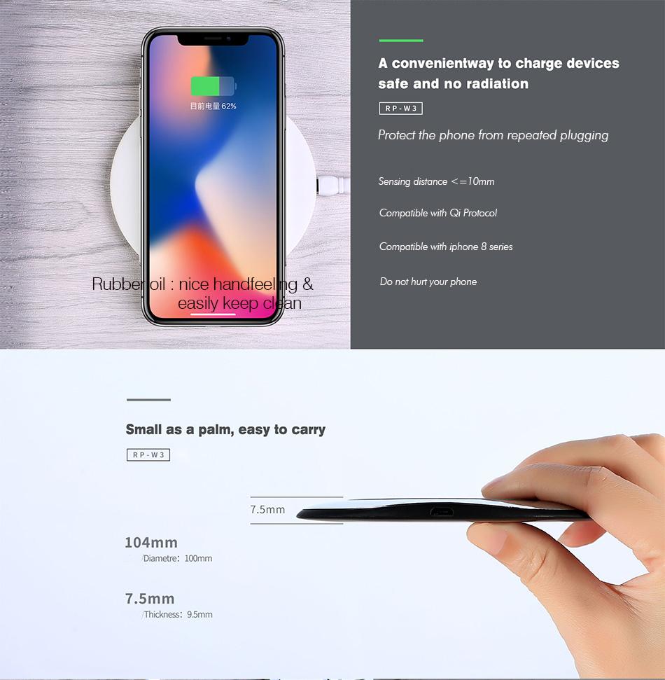 Qi Wireless Charger for Iphone 8/x Samsung S8/S7 with Micro Usb Cable